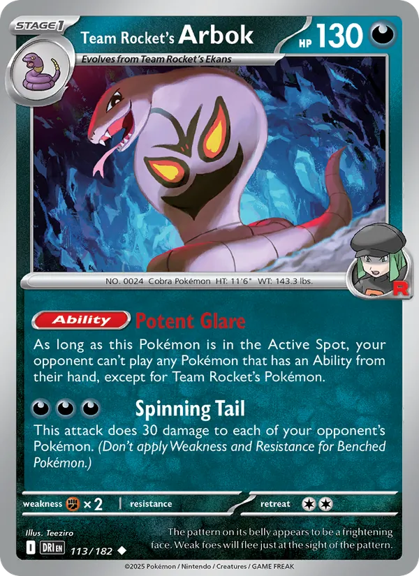 Team Rocket's Arbok #113/182